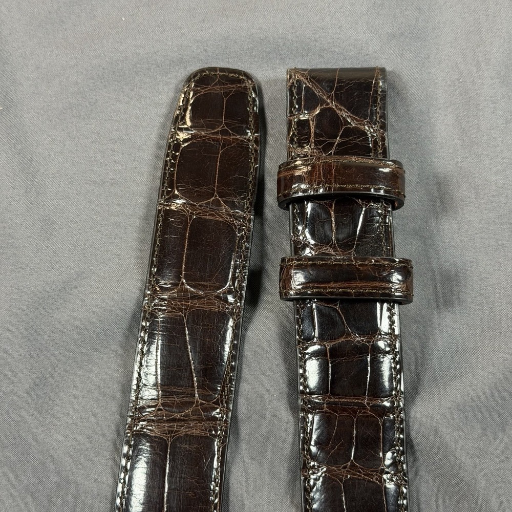 Ben Silver Genuine Alligator Belt Strap Size 36 No Buckle Made in Italy